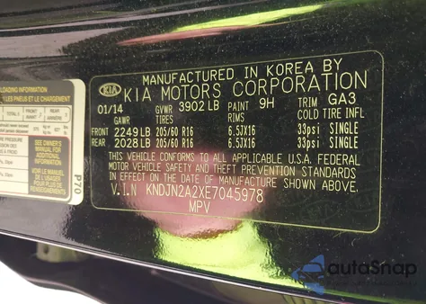 2014 Kia Soul from USA, damaged, VIN KNDJN2A2XE7045978